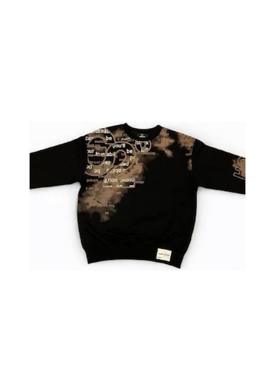 Carinos Erkek Çocuk Yazı Detaylı Batik Desenli Sweatshirt-14701 Siyah