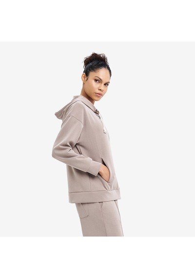Lescon Bej Kadın Fermuarlı Kapüşonlu Sweatshirt 26n-2103