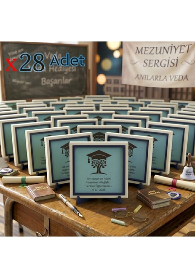Kişiye Özel Hayat Ağacı Temalı Öğrenci Hediyesi Öğretmenden Sınıfına 28'li Anı Seti 10x10 Cm