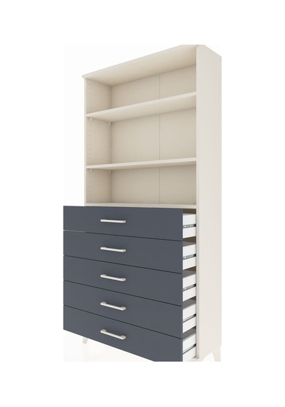 Arges Dolap 3 Raflı 5 Çekmeceli 88x30x182 Aytaşı-antrasit Aytaşı