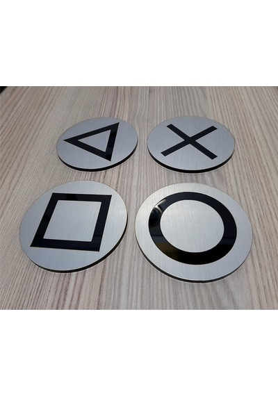 Playstation Bardak Altlığı - Pleksi Gümüş - Siyah