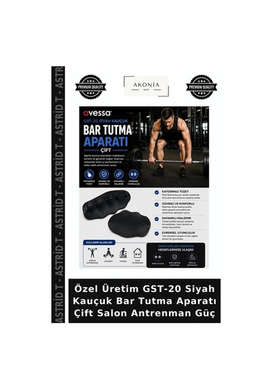Özel Üretim Gst-20 Siyah Kauçuk Bar Tutma Aparatı Çift Salon Antrenman Güç