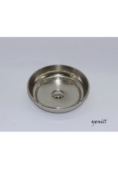 Nikel Kaplama Bakır Hamam Tası 19 Cm Gümüş
