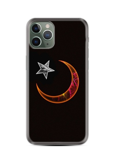 Apple Apple iPhone Uyumlu 14 Pro Max Kılıf Resimli Desenli Silikon Platinium Series Ay Yıldız 1884
