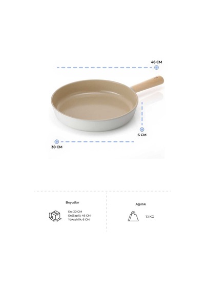 Fika Seramik Kaplama Tava 30 Cm - Bej-7356