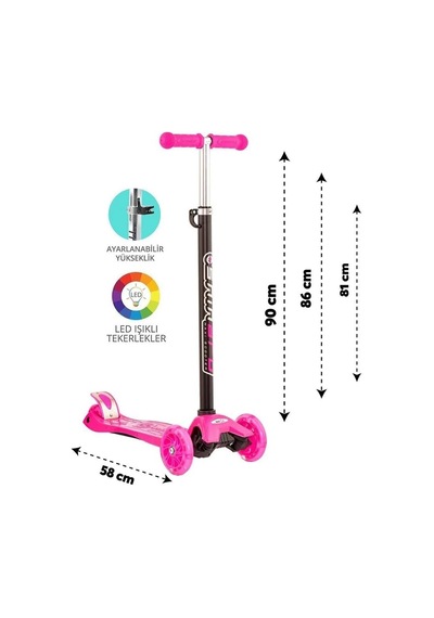 Maxi Twist Işıklı Scooter Pembe - 82244 Fuşya