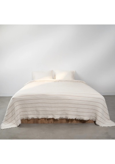Ruby Dolgulu Müslin Çift Kişilik Yatak Örtüsü Ekru Bej 230x250 Cm Çok Renkli