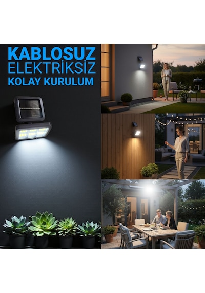 Upway Güneş Enerjili Sensörlü 800 Lm 120 Led Lamba - İç Ve Dış Mekan Solar Aydınlatma Beyaz Işık