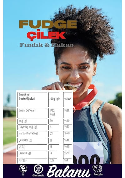 Fudge Fındık Kaplı Çilekli Bademli Meyve Topları 55g X3 Adet