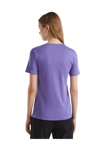 United Colors Of Benetton Kadın Benetton Yazılı Basic T-shirt Mavi