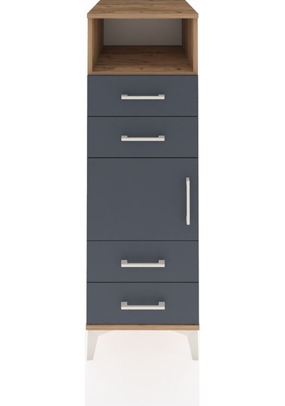 Kronos Dolap 2 Raflı 4 Çekmeceli Tek Kapaklı 44x59x134 Çam-antrasit Atlas Çam