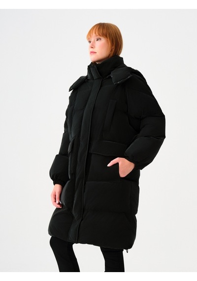 Loose Fit Kadın Mont Siyah
