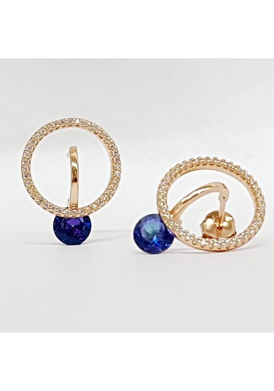 Blue Topaz Taşlı Gümüş Rose Tasarım Küpe