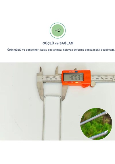 Crea.eco U-tipi Çadır Kazığı , Bahçe Örtüsü Sabitleme Kazığı 15 Cm 20 Ad 4 Mm Kalın Galvanizli Paslanmaz Tel Açık Gri