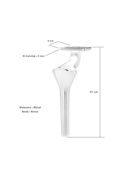 Elmas Lüx Metal Ayak 21 Cm Krom Mobilya Koltuk Ayağı