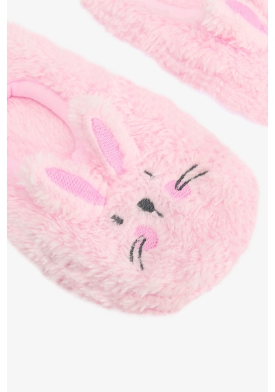 Penti Pembe Kız Çocuk Rabbit Tavşan Nakışlı Aksesuarlı Kaymaz Tabanlı Ev Çetiği