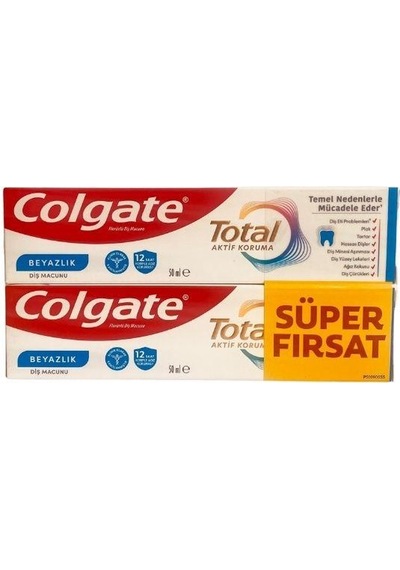 Colgate Total Active Protection Beyazlık Diş Macunu 50 Ml + 50 Ml Süper Fırsat Paket Beyazlık