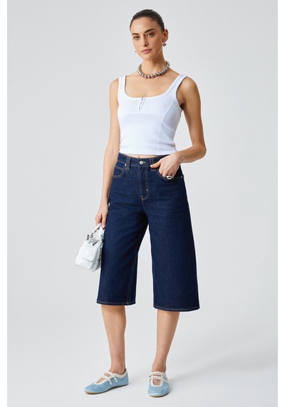 ETHIQUET A YONA Kadın Slim Fit U Yaka Beyaz Atlet