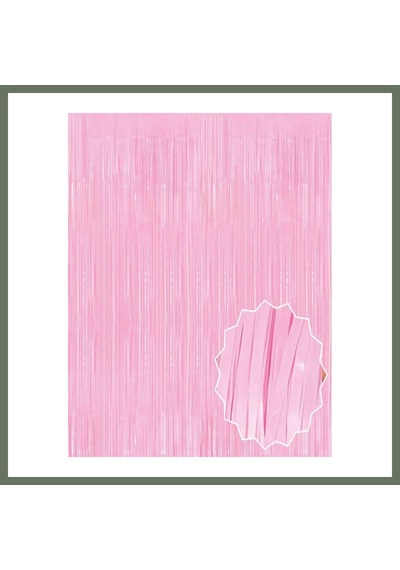 Bezos Soft Pembe Püsküllü Kapı Perdesi - Parti, Baby Shower, Cinsiyet Partisi 1x2 M Bezos1