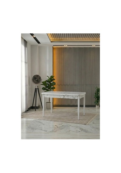 Carara Mdf 80 X 130 Açılabilir Mutfak Masası Beyaz Beyaz Carara Mdf 80 X 130 Açılabilir Mutfak Masası Beyaz Beyaz