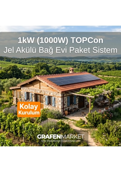 1 Kw 1000w Topcon Bağ Evi Hazır Solar Sistem - Jel Akülü Kolay Kurulum