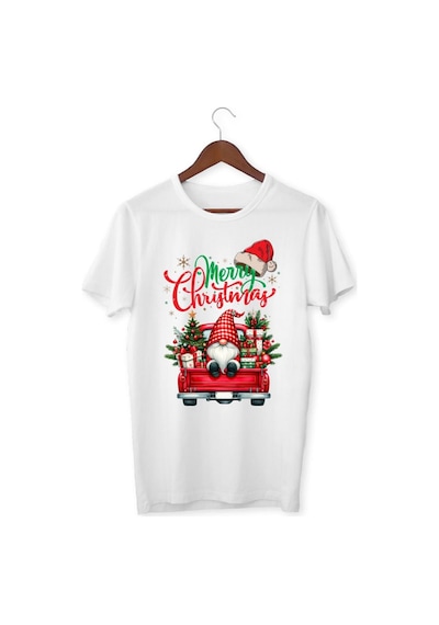 Alpşan Ticaret Yeni Yıl Temalı Tişört Noel T-shirt Çocuk Yetişkin Beyaz T-shirt Unisex 2025 Tişört Beyaz