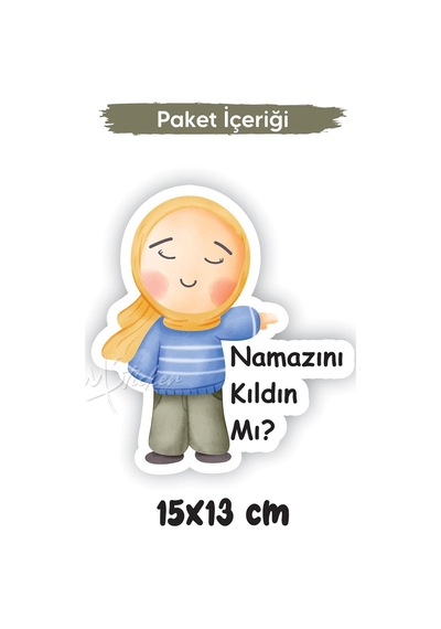 Namazını Kıldın Mı Sticker, Namaz Kılma Hatırlatıcısı, Sevimli Anne Kız Figürü Namaz Teşviki Çok Re