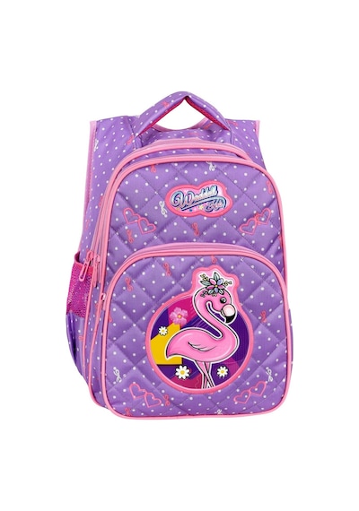 Waddell Lisanslı Lila Flamingo Desenli Emboos İlköğretim Okul Sırt Çantası Ve Beslenme Çantası