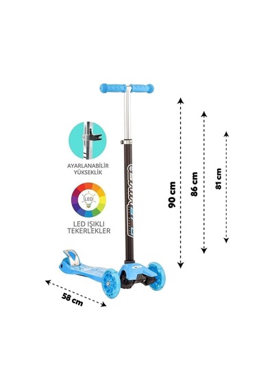 Mavi Twist Işıklı Scooter Kırmızı