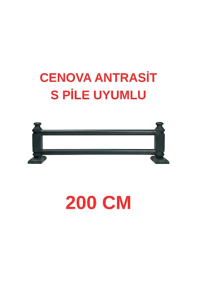 Cenova S Pile Ve Perde Düğmesi Uyumlu Çetray Çift Raylı Modern Ahşap Rustik Antrasit 200 Cm Antrasit