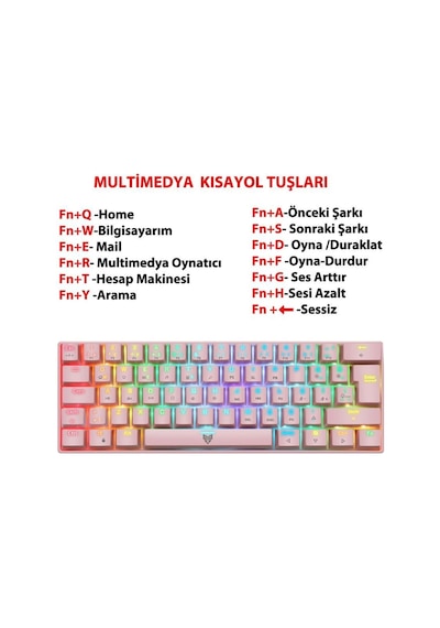 Blueforce Majesty 62 Tuşlu Red Switch RGB Mekanik Mini Oyuncu Klavye