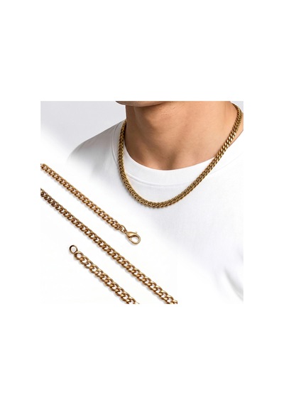 Moncuk Design Mariner Zincir Erkek Çelik Kolye 6x2mm 55cm Gold 3351eck037 Sarı