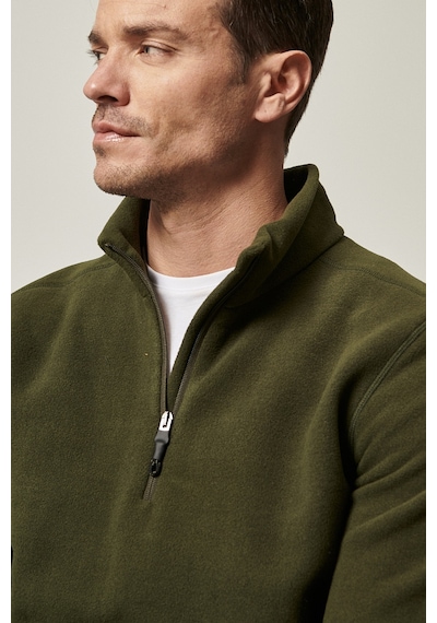 AC&Co / Altınyıldız Classics Anti-Pilling Tüylenme Yapmayan Bato Yaka Erkek Polar Sweatshirt 4A5221100016HAKL Haki