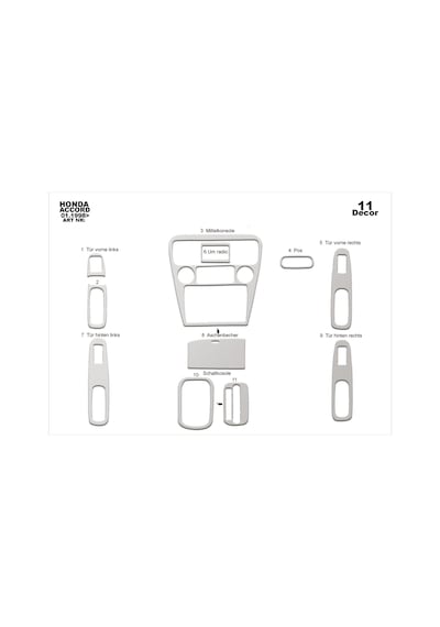 Honda Accord Euro Torpido Kaplama 1998-2002 11 Parça Alüminyum