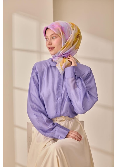 Silk Home Olinda İpek Eşarp 47004-08 Gümüş, Yanık Sarı, Turuncu, Lila, Pembe