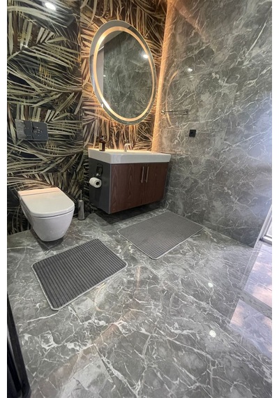 2'li Soft Touch Antrasit Banyo Paspası Yumuşacık Antrasit