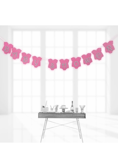 Baby Shower Simli Eva Uzar Yazı. 1.5 Mt - Pembe