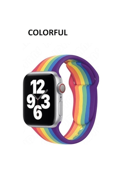 Apple Uyumlu  Watch Kordon 3 4 5 6 7 Se 42 MM 44 MM 45 MM Gökkuşağı Kordon