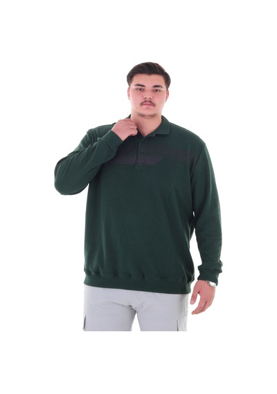 Erkek Battal Beden 158 Kiloya Kadar Uygun Bedenli Geniş Kalıp Baskılı Polo Yaka Selanik Sweat Koyu Yeşil Erkek Battal Beden 158 Kiloya Kadar Uygun Bedenli Geniş Kalıp Baskılı Polo Yaka Selanik Sweat Koyu Yeşil