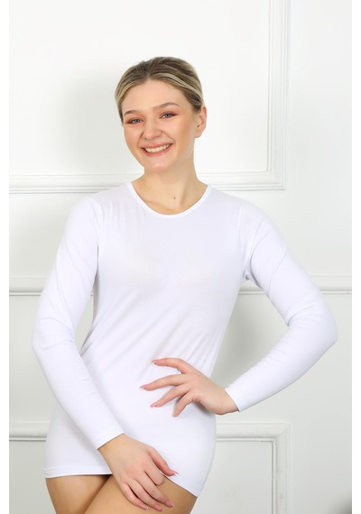 Akbeniz Bayan Uzun Kol Body 250 Beyaz