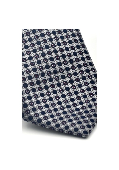 Gaffy Füme Karışık Desenli Gri Dokuma Kumaş Mendilli Slim Fit Kravat // Sdk-2502-4 Gri