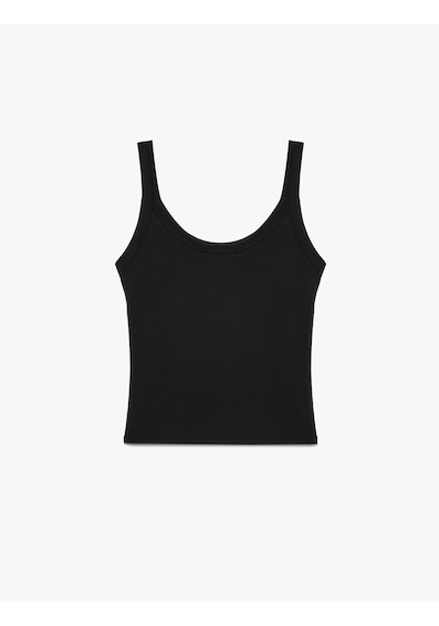 Koton Modal Kumaş Slim Fit U Yaka Askılı Top Siyah 6sak10035pk