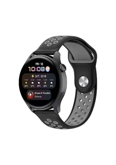Newface Watch 20mm Spor Delikli Kordon - Siyah-gri Diğer