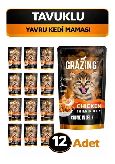 12li Yavru Kedi Yaş Maması Tavuklu Sağlıklı Gelişim 85 Gr X 12 Adet