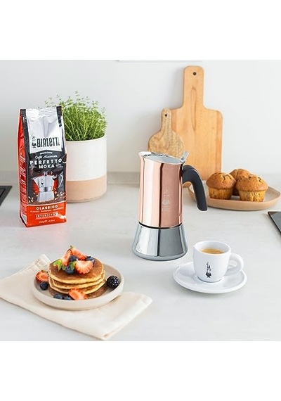 Bialetti - Venus: 2 Cups Ocak Üstü Espresso Pişirici - 85ml - Kahverengi, Gümüş Renk - Paslanmaz Çelik Gövde - Patentli Güvenlik Valfi - Tüm Ocak Türleri İçin Uygundur İndüksiyon Hariç