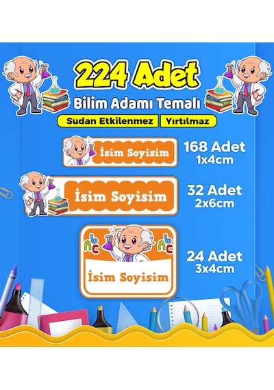 Sevimli Çocuklar Temalı Okul Kreş Kişiye Özel İsim Etiketi - Model 601 Çok Renkli