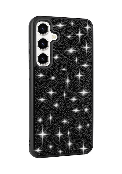 Galaxy Uyumlu S24 Kılıf Simli Pırlanta Taşlı Kamera Yükseltili Silikon Pazarplus Siyah