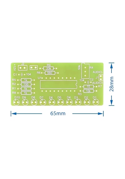 LM3915 10 Led Vumetre Kit DIY Led Elektronik Ses Müzik Demonte