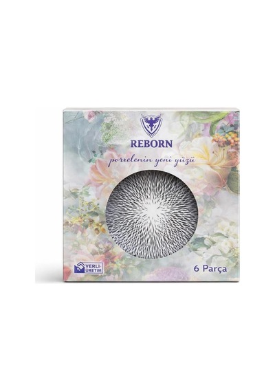 Reborn Kutulu 6'li Porselen Pasta/kahvaltı Tabağı Seti 22 Cm Hediyelik & Çeyiz & Yeni Ev Nordıc Çok Renkli