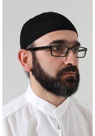 Örme Esnek Orlon Namaz Takke - Siyah - Smz